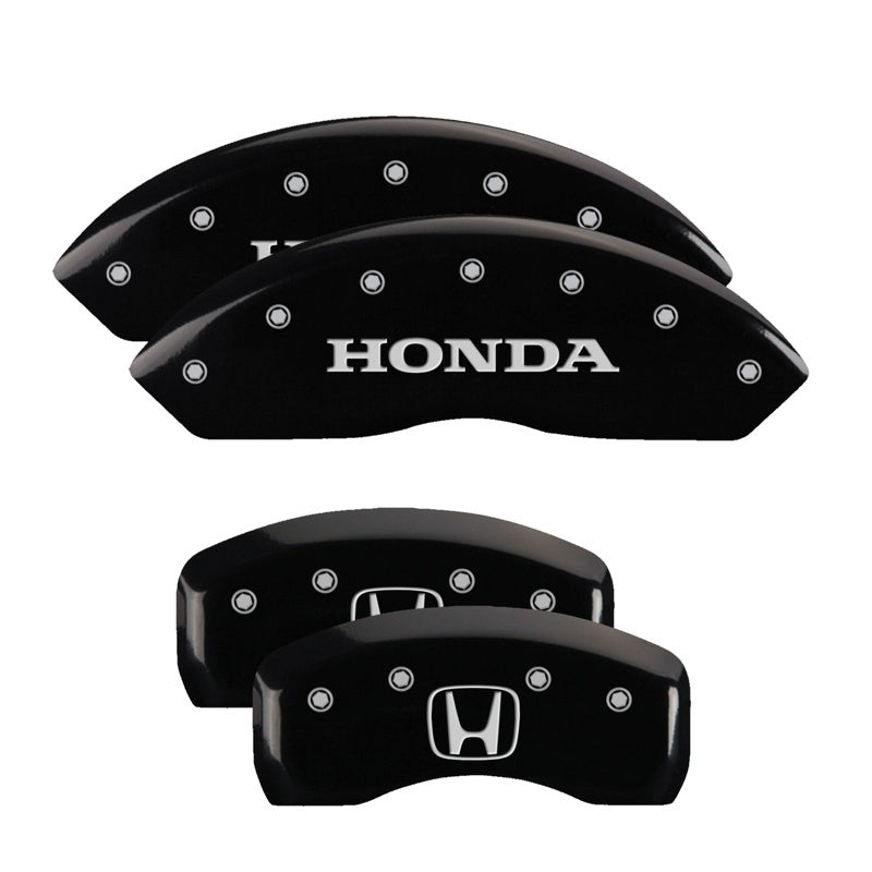 MGP 4 Caliper Covers Engraved Front Honda Engraved Rear H Logo Black finish silver ch 20199SHOHBK 20199SHOHBK Photo - Primary