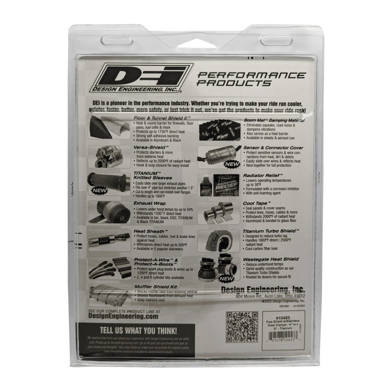 DEI Pipe Shield 4in w x 8in - w/ Stainless Steel Clamps - Titanium 10453 10453 Photo - Unmounted