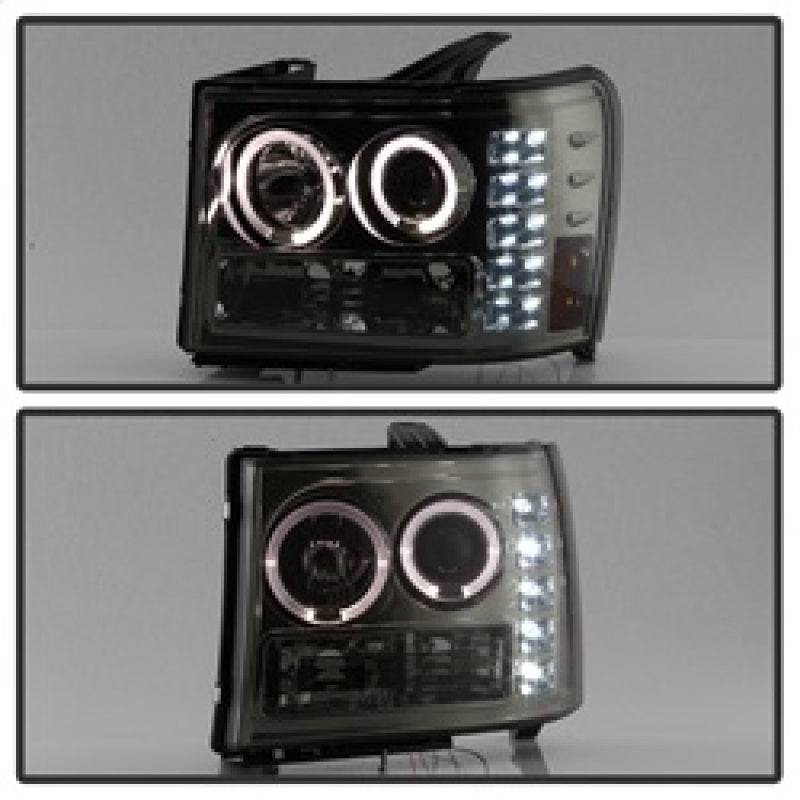 Spyder GMC Sierra 1500/2500/3500 07-13 Projector Headlights LED Halo- LED Smoke PRO-YD-GS07-HL-SM 5010629 5010629 Photo - Unmounted