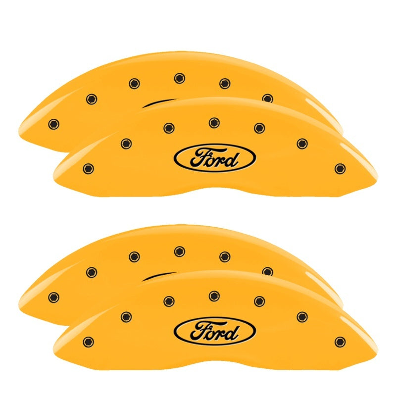 MGP 4 Caliper Covers Engraved Front & Rear Oval logo/Ford Yellow finish black ch 10120SFRDYL 10120SFRDYL Photo - Primary