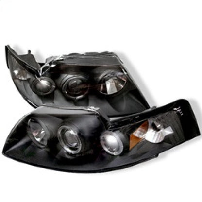 Spyder Ford Mustang 99-04 Projector Headlights LED Halo Black High H1 Low H1 PRO-YD-FM99-1PC-AM-BK 5010445 5010445 Photo - Primary