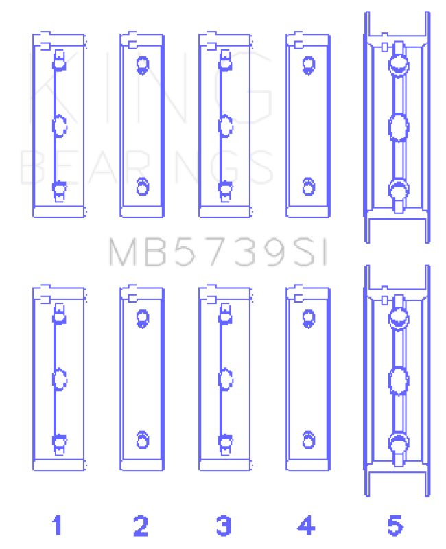 King Engine Bearings Subaru Ej20/Ej22/Ej25 Housing Bore + .002 (Size +0.75mm) Main Bearing Set MB5739SI0.75 MB5739SI0.75 Photo - Primary