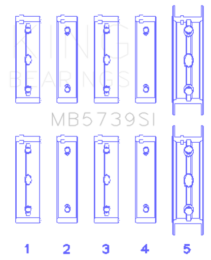 King Engine Bearings Subaru Ej20/Ej22/Ej25 Housing Bore + .002 (Size +0.75mm) Main Bearing Set MB5739SI0.75 MB5739SI0.75 Photo - Primary