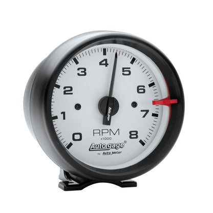 Autometer 3-3/4" Pedestal Tachometer, 0-8,000 Rpm, White/Black, Auto Gage 2303 Photo - Primary