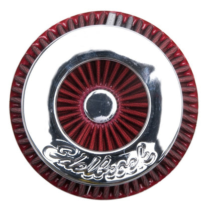 Edelbrock Air Filter, Pro-Flo Series, Conical, 3.7" Tall, Red/Chrome 43611 Photo - Unmounted