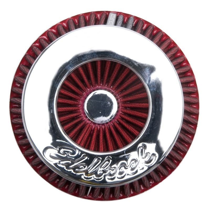 Edelbrock Air Filter, Pro-Flo Series, Conical, 3.7" Tall, Red/Chrome 43611 Photo - Unmounted