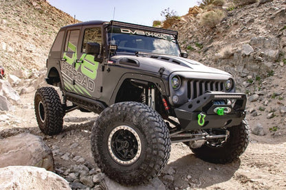 DV8 Offroad 07-18 Jeep Wrangler JK Metal Heat Dispersion Hood - Primer Black HDMB07-02 HDMB07-02 Photo - Mounted