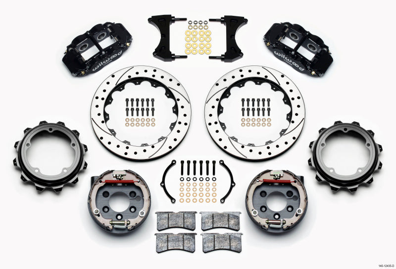 Wilwood Narrow Superlite 4R Rear P-Brk Kit 12.88in Drilled Strange Eng Floater 3.49in Offset 140-12435-D 140-12435-D Photo - Primary