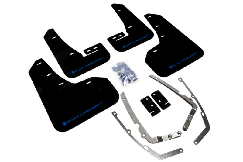 Rally Armor 2015+ VW Golf/GTI/TSI UR Black Mud Flap w/ Blue Logo MF37-UR-BLK/BL Photo - Primary