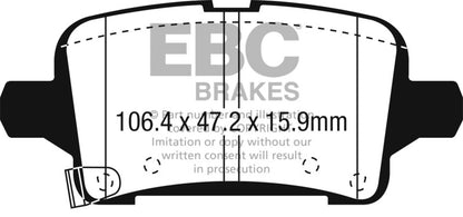 EBC 2016+ Chevrolet Malibu 1.5L Turbo (Elec PB) Greenstuff Rear Brake Pads DP23074 DP23074 Photo - Primary