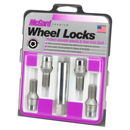 McGard Wheel Lock Bolt Set - 4pk. (Tuner / Cone Seat) M12X1.5 / 17mm Hex / 22.4mm Shank L. - Chrome 27192 27192 Photo - Primary