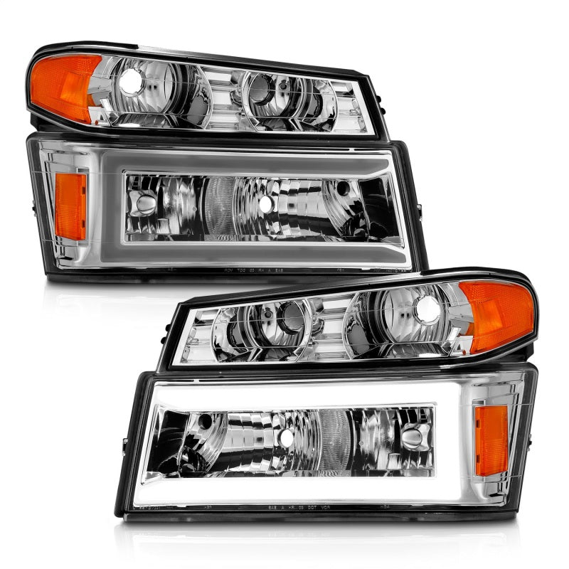 ANZO 04-12 GM Colorado/Canyon/I-Series Crystal Headlights - w/ Light Bar Chrome Housing 4pcs 111559 111559 Photo - Unmounted