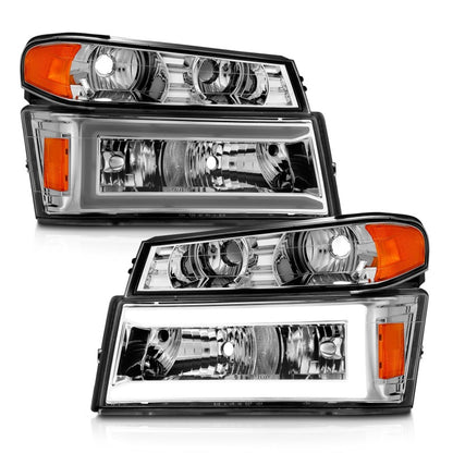 ANZO 04-12 GM Colorado/Canyon/I-Series Crystal Headlights - w/ Light Bar Chrome Housing 4pcs 111559 111559 Photo - Unmounted
