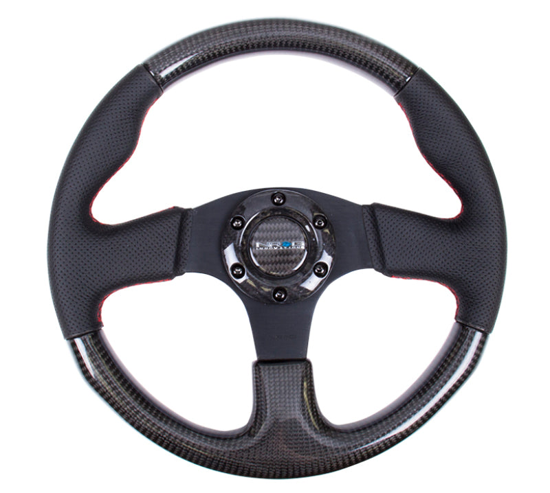 NRG Carbon Fiber Steering Wheel 315mm W/ Red Stitching ST-310CFRS Photo - Primary