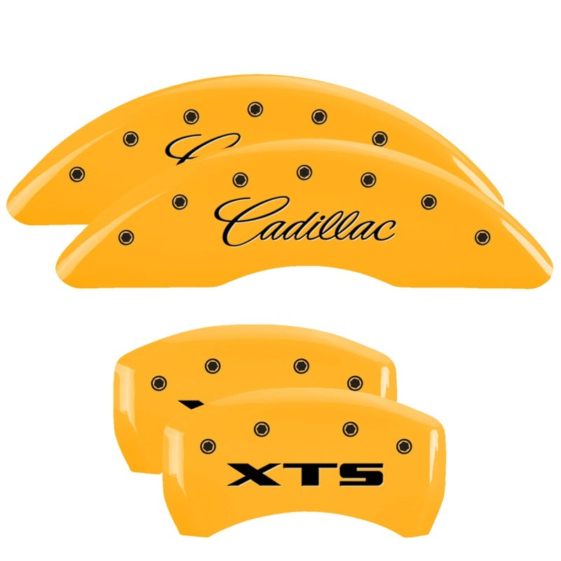 MGP 4 Caliper Covers Engraved Front Cadillac Engraved Rear XTS Yellow finish black ch 35008SXTSYL 35008SXTSYL Photo - Primary
