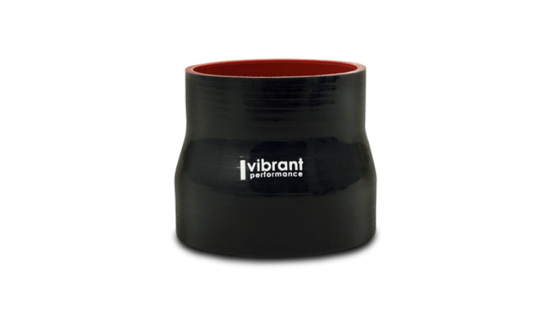 Vibrant 3.5in I.D. x 4.250in I.D. x 4.5in Long 4 Ply Gloss Black Silicone Transition Hose 19748 19748 Photo - Primary