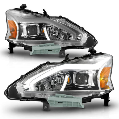 ANZO 13-15 Nissan Altima (w/o Factory HID Bulbs) Projector Headlights - w/ Light Bar Chrome Housing 121570 121570 Photo - Unmounted