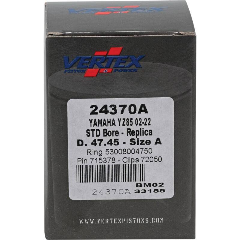 Vertex Pistons Vertex Piston 02-24 Yamaha YZ 85 85cc Cast Replica Piston Kit 24370A 24370A Photo - Primary
