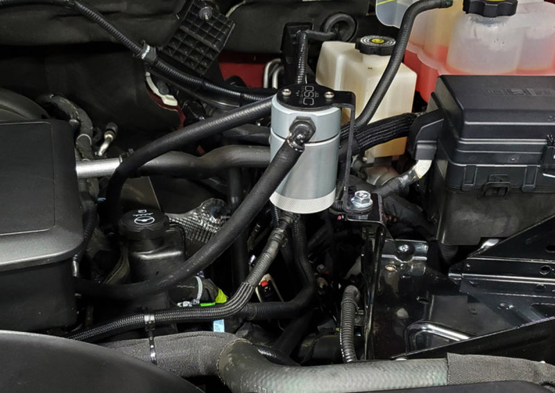 J&L 20-22 Chevy Silverado/GMC Sierra 2500/3500 6.6L Drivers Side Oil Separator 3.0 - Clear Anodi 3089D-C 3089D-C Photo - Mounted