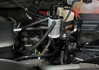 J&L 20-22 Chevy Silverado/GMC Sierra 2500/3500 6.6L Drivers Side Oil Separator 3.0 - Clear Anodi 3089D-C 3089D-C Photo - Mounted