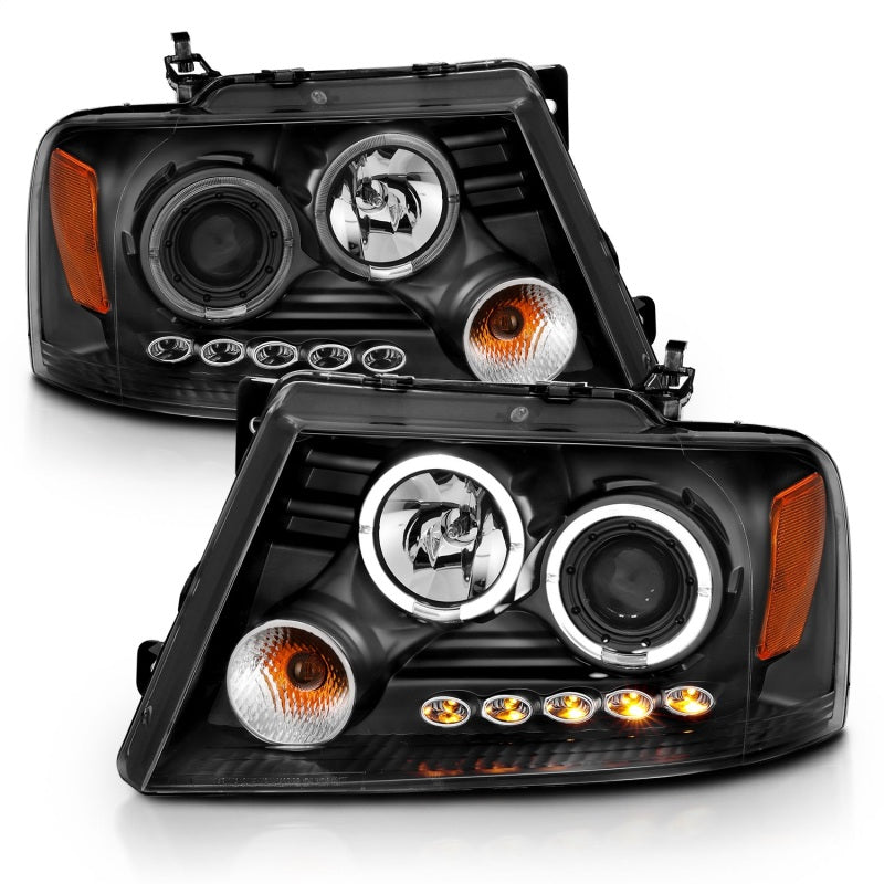 Anzo 2004-2008 Ford F-150 Projector Headlights w/ Halo and LED Black G2 111204 Photo - Unmounted
