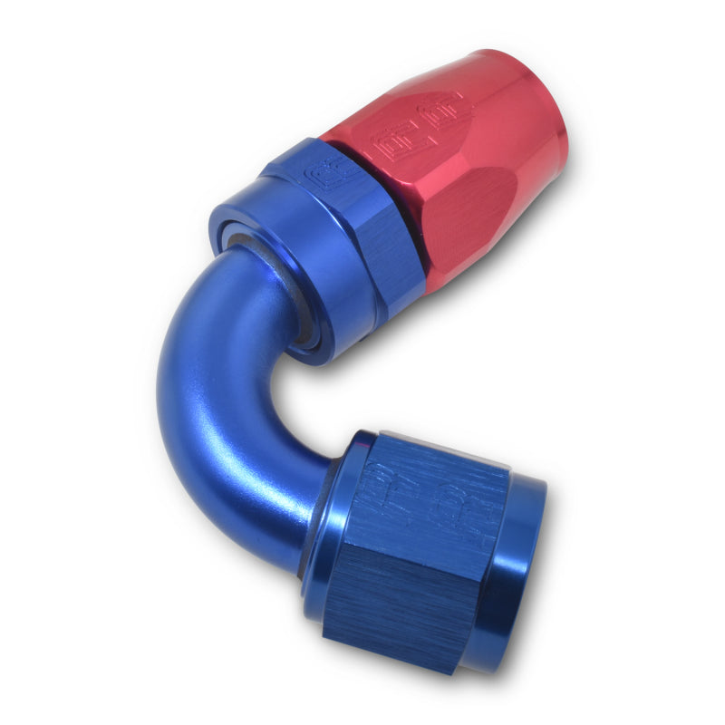 Russell #6 Full Flow Swivel 120° Tight Radius Hose Ends - Red/Blue 613400 Photo - out of package