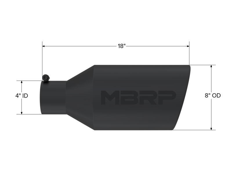 MBRP Universal Tip 8in O.D. Rolled End 4in inlet 18in length Black T5128BLK Photo - Close Up