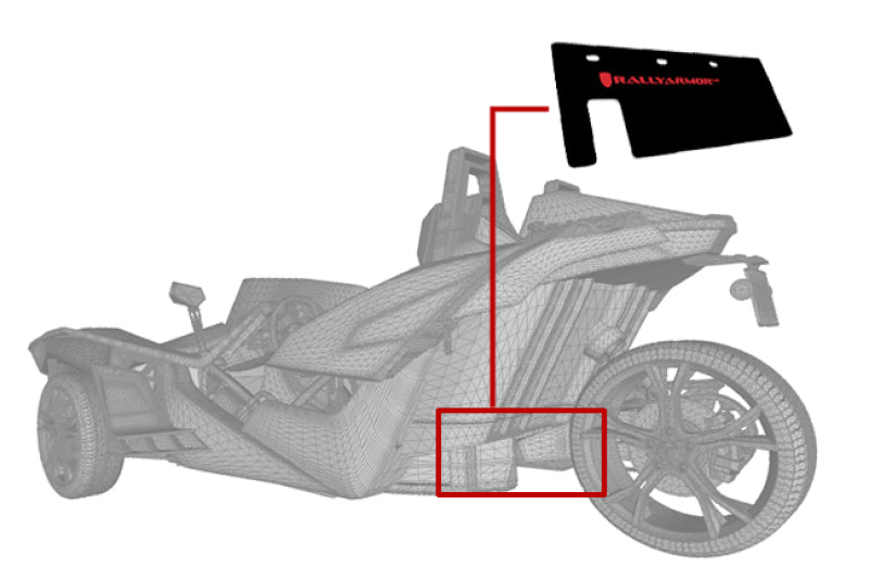 Rally Armor 15-16 Polaris Slingshot Rear Swingarm Mud Flap (1 Flap Only) w/ Black/Red Logo MF35-UR-BLK/RD MF35-UR-BLK/RD User 1