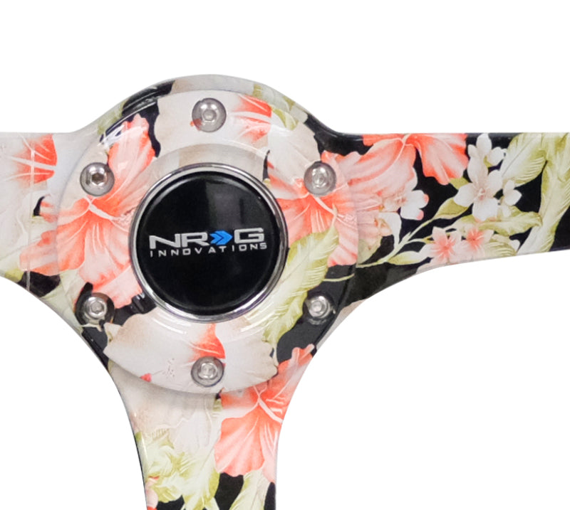 NRG Reinforced Steering Wheel (350mm / 3in. Deep) Blk Suede Floral Dipped w/ Blk Baseball Stitch RST-036FL-S RST-036FL-S Photo - Primary