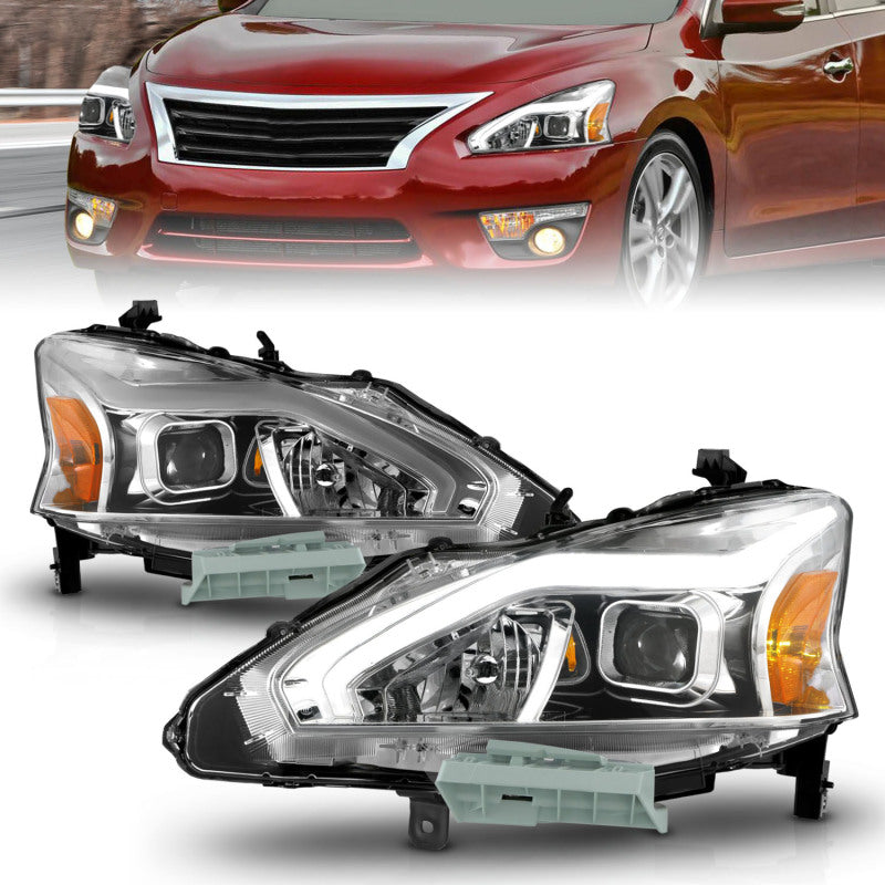 ANZO 13-15 Nissan Altima (w/o Factory HID Bulbs) Projector Headlights - w/ Light Bar Chrome Housing 121570 121570 Photo - Primary