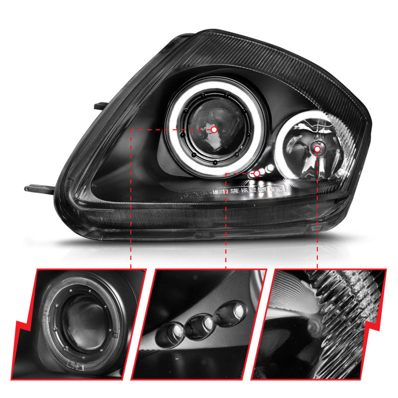 Anzo 2000-2005 Mitsubishi Eclipse Projector Headlights w/ Halo Black 121332 User 3