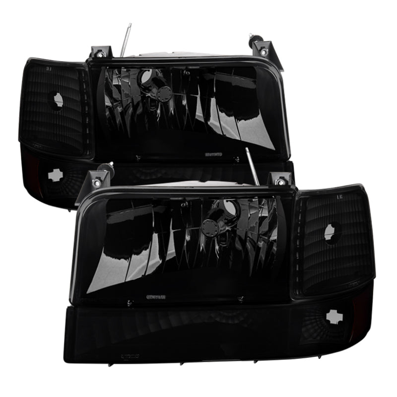 SPYDER Xtune Ford F150 92-96 Headlights w/Corner Bumper 6pcs Amber- Black Smoked HD-JH-FB92-SET-AM-BSM 9030314 9030314 Photo - Primary