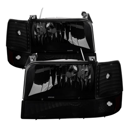 SPYDER Xtune Ford F150 92-96 Headlights w/Corner Bumper 6pcs Amber- Black Smoked HD-JH-FB92-SET-AM-BSM 9030314 9030314 Photo - Primary