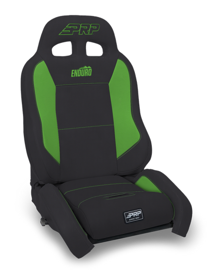 PRP Seats PRP EnduroCrawl Reclining Suspension Seat - Black/Green Vinyl - Driver A9001044-201-W A9001044-201-W Photo - Primary