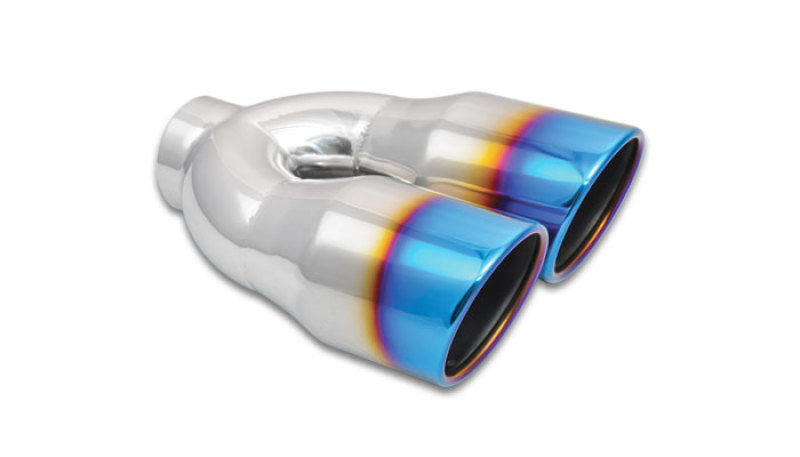 Vibrant Dual 3.5" Round Stainless Steel Tips with Burnt Blue Finish 1326B Photo - Primary