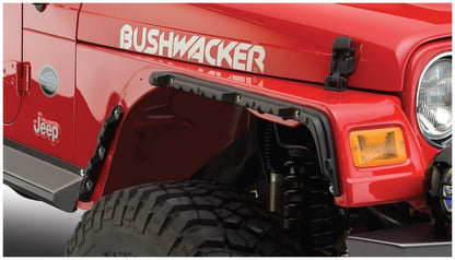 Bushwacker 97-06 Jeep Wrangler Flat Style Flares 4pc - Black 10920-07 10920-07 Photo - Mounted