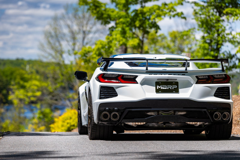 MBRP 20-24 Chevrolet Corvette C8 3in Active Cat Back Quad Split Rear Exit Exhaust w/ AFM Sims S70413CF S70413CF Photo - lifestyle view