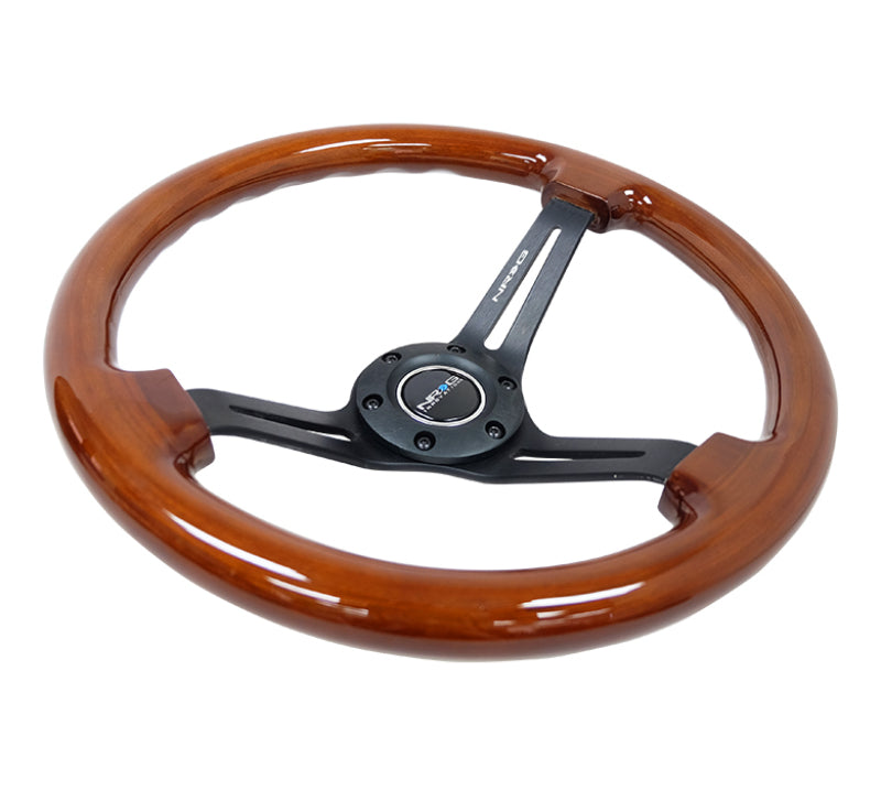 NRG Reinforced Classic Wood Grain Wheel, 350mm, 3 Spoke Slotted Center RST-018BR-BK Photo - Primary