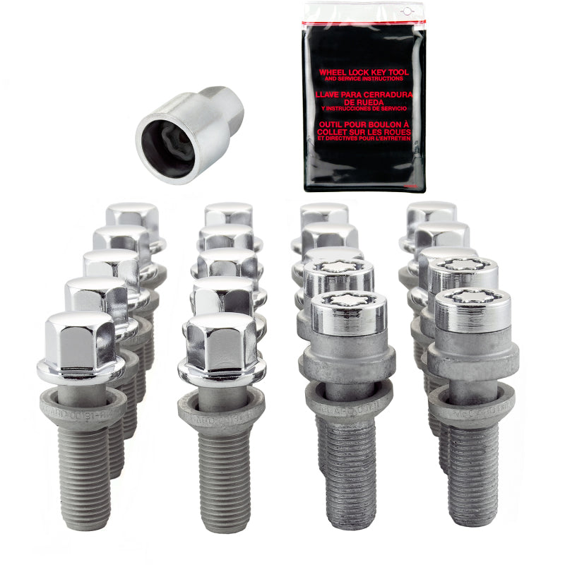 McGard 5 Lug Hex Install Kit w/Locks (Radius Seat Bolt) M14X1.5 / 17mm Hex / 35.4mm Shank L - Chrome 68032 68032 Photo - out of package
