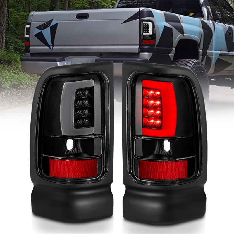 ANZO 1994-2001 Dodge Ram 1500 LED Taillights Plank Style Black w/Clear Lens 311339 311339 Photo - Primary