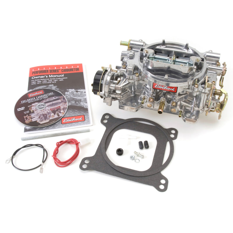 Edelbrock Reconditioned Carb #1406, 1 7/8" x 3 1/2"  Steel Collector w/ 7-8" 9906 Photo - Primary