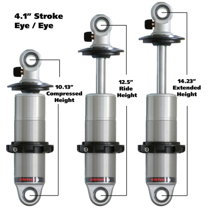Ridetech HQ Series CoilOver Shock 4.1in Travel 2.5in Coil Eye/Eye Mounting 10.125inx14.225in 24149901 24149901 Photo - Primary