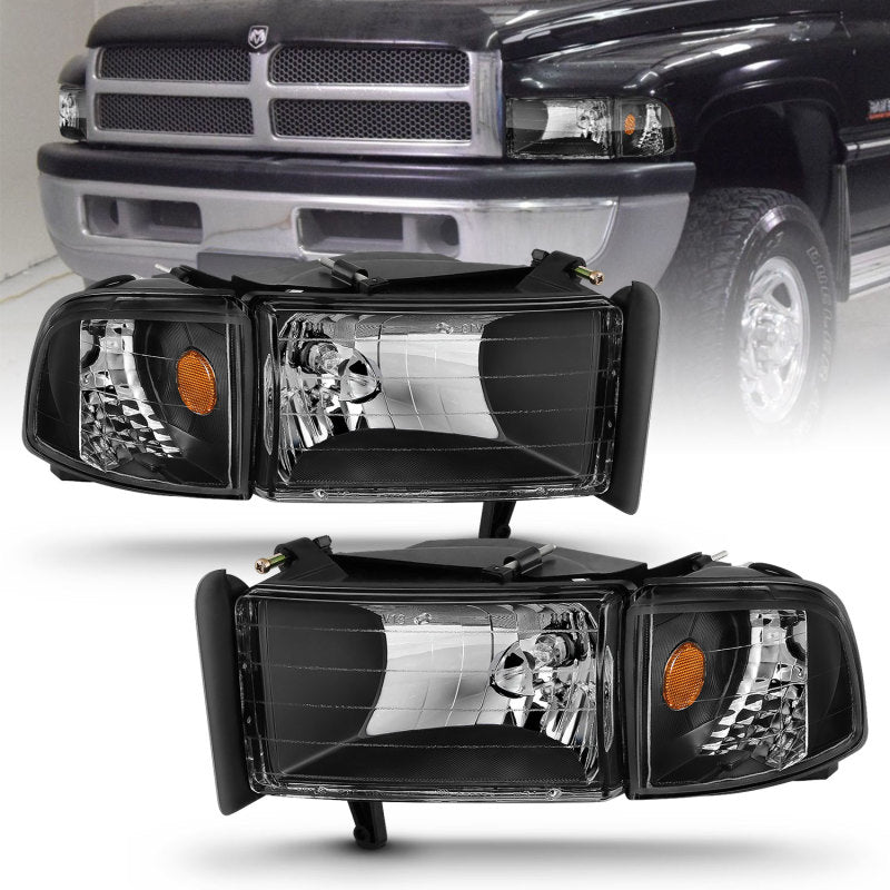 Anzo Black Crystal Headlights 1994-2001 Dodge Ram 1500 111067 Photo - Primary