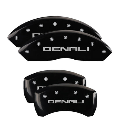 MGP 4 Caliper Covers Engraved Front & Rear Denali Black Finish Silver Char 2019 GMC Arcadia 34212SDNLBK 34212SDNLBK Photo - Primary
