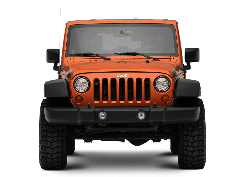 Raxiom 97-18 Jeep Wrangler TJ/JK Axial Spider LED Headlight w/ Amber DRL- Chrome Hsng (Clear Lens) J108047 J108047 Photo - Close Up