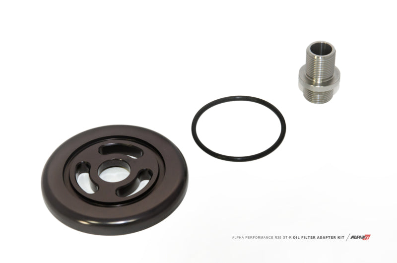 AMS Performance 2009+ Nissan GT-R R35 Alpha CNC Billet Oil Filter Adapter w/Street Filter ALP.07.04.0028-2 ALP.07.04.0028-2 Photo - Primary