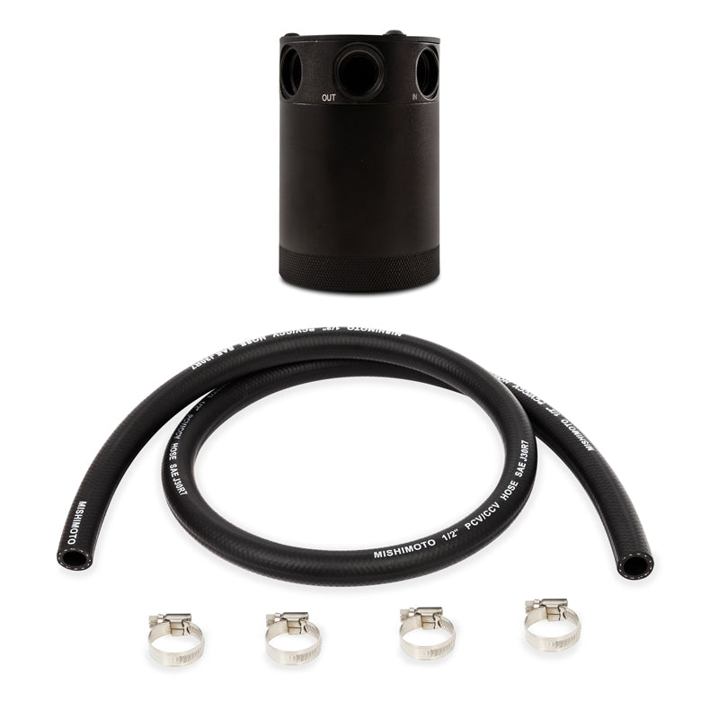 Mishimoto Assembled Universal 3-Port Catch Can Black w/ Hose MMBCC-CBTHR-BKH MMBCC-CBTHR-BKH Photo - Primary