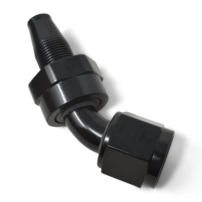 Russell -8 AN Hose End Without Socket 45 Degree Polished and Black Anodized 615103 Photo - out of package