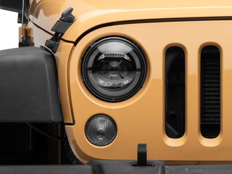 Raxiom 07-18 Jeep Wrangler JK Axial Series LED Headlights- Black Housing (Clear Lens) J132813 J132813 Photo - Close Up