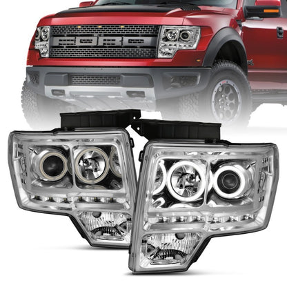 Anzo 2009-2014 Ford F-150 Projector Headlights w/ Halo Chrome (CCFL) G2 111297 Photo - Primary